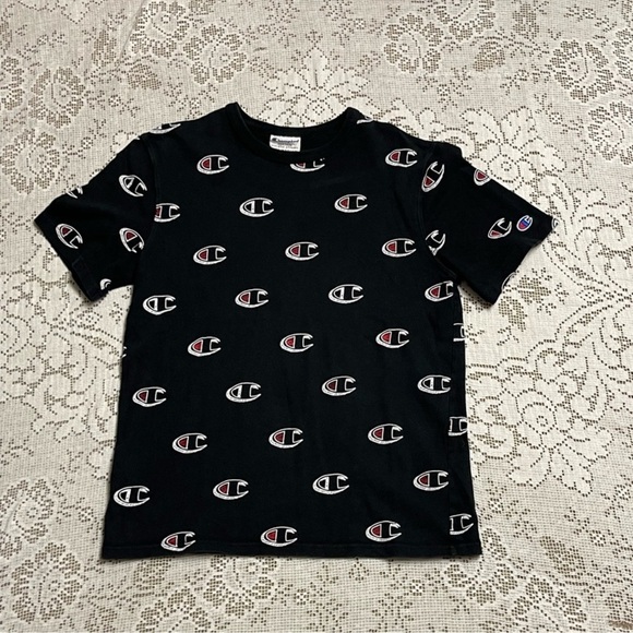 Champion all over black tee shirt size medium - Picture 2 of 4